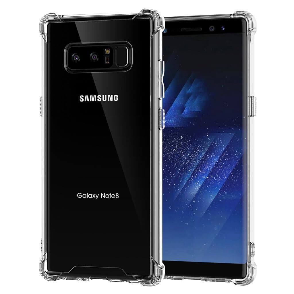 KIOMY Case for Samsung Galaxy Note 8 Shockproof Bumper Protective Cover Hybrid Design Hard PC Back + Flexible TPU Raised Bezel Transparent Slim Fit with Airbags Corners
