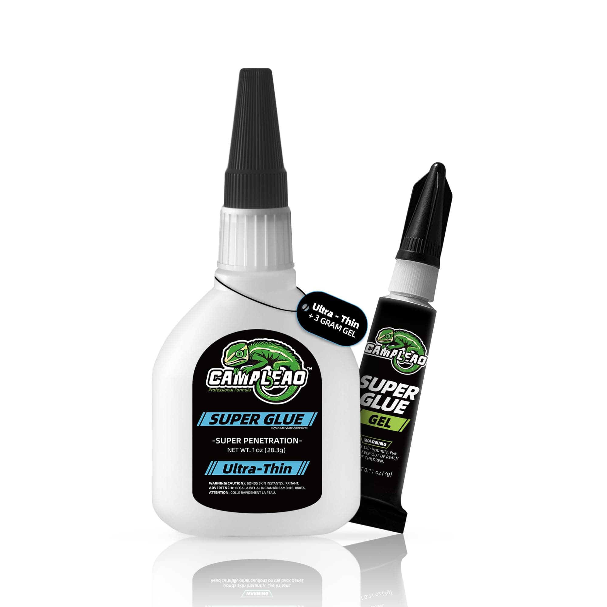 CAMALEAO Ultra-Thin Super CA Glue & Gel for Wood, Plastic, Glass, Leather, 1 oz Super Penetration Cyanoacrylate Glue, 2610 PSI Strength Instant Adhesive for Woodworking, Stabilizing, CA Finish, Inlay