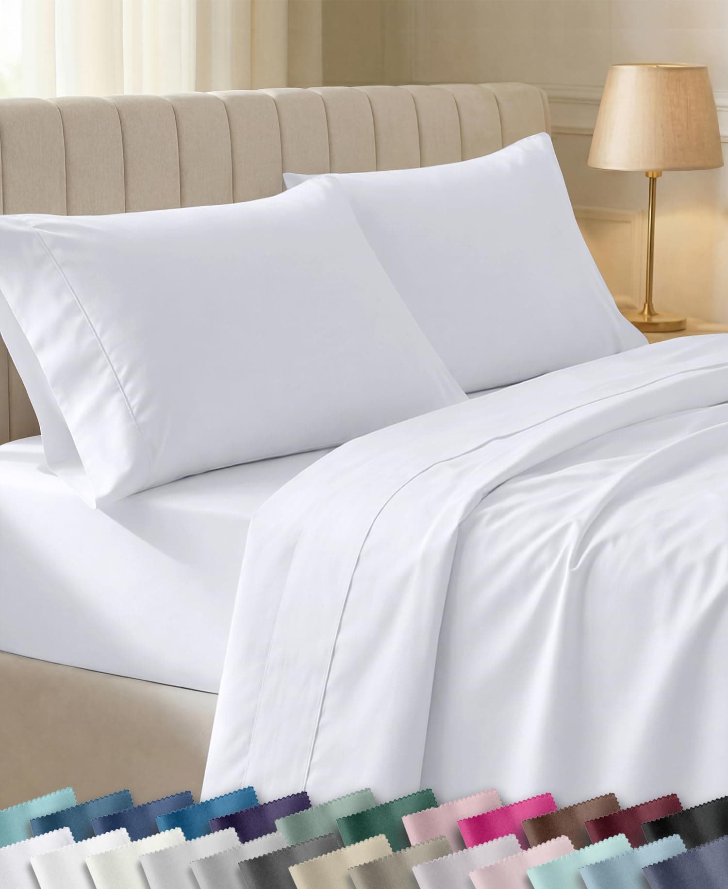 CALIFORNIA DESIGN DEN Soft Double Size 100% Cotton Sheet Sets, 400 Thread Count Good Housekeeping Award Winner, Silky Sateen with Deep Pockets, Long Staple Cotton Double Bed Sheet Set - Peacock Blue