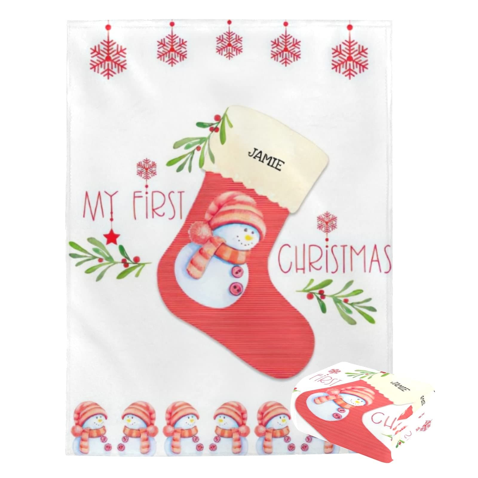 Custom Christmas Blanket Personalized Blanket with Name Xmas Baby Blankets for Girl Boy Gifts Baby Products Super Soft Blankets for Decoration Newborns Nursery Decor Neutral