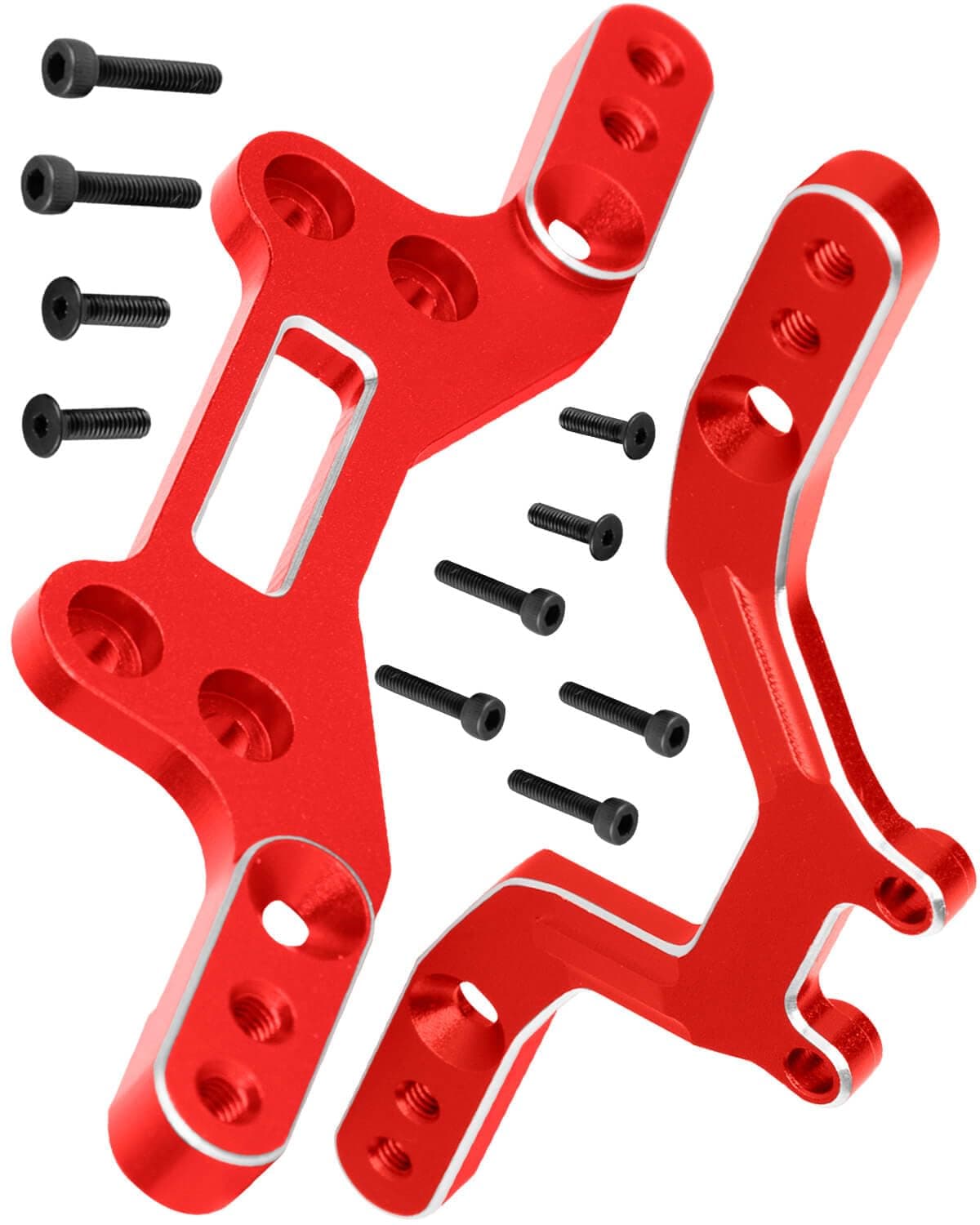 hopsupRC RC Front Rear Shock Tower Upgrade Parts for 1/14 Typhon GROM Mega 380 Brushed,1/14 Typhon GROM 223S DSC,Aluminum Front Rear Shock Tower Shock Mounts Set Hops Up.Red(2PCS)