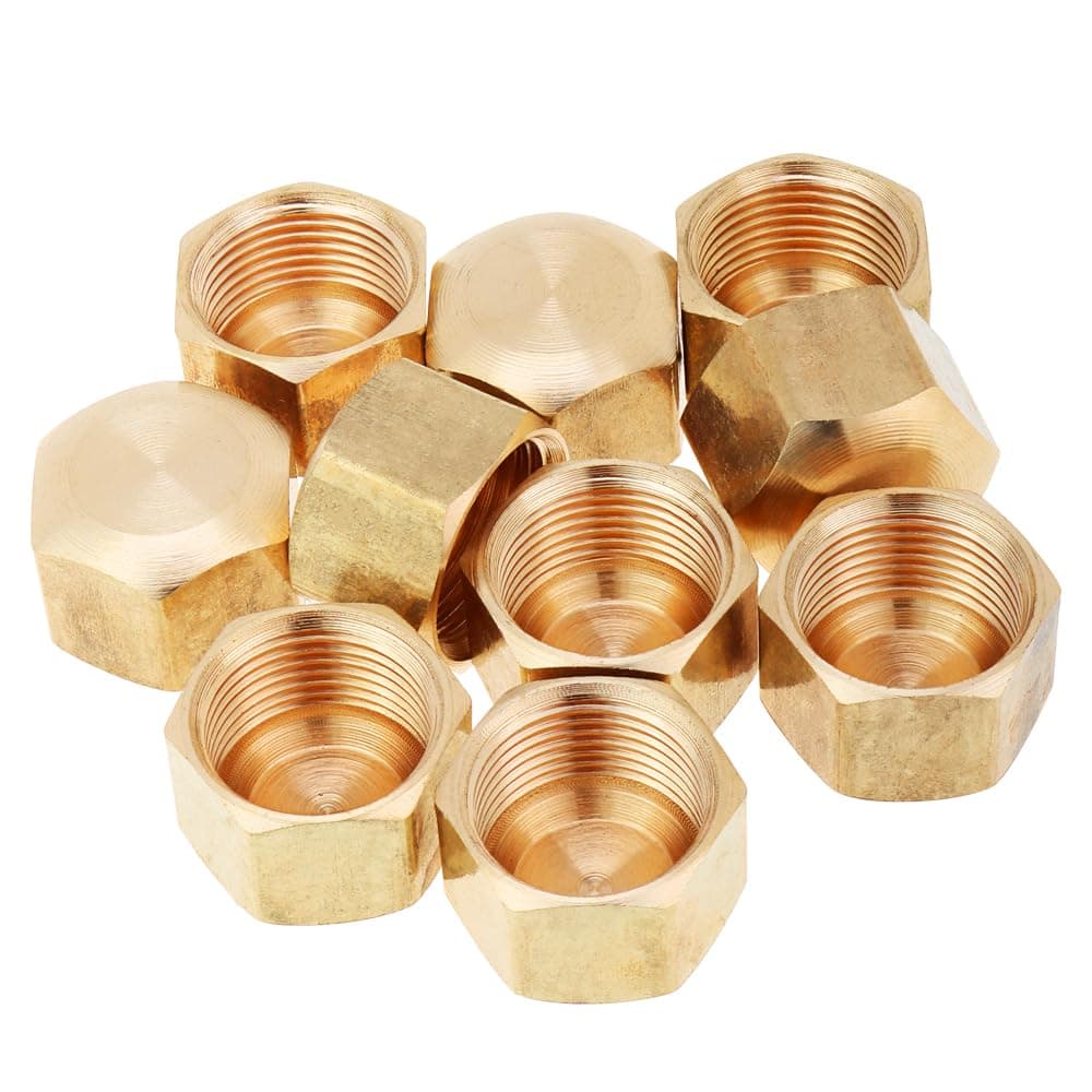 LTWFITTING 3/8-Inch Brass Compression Cap Stop Valve Cap,BRASS COMPRESSION FITTING (Pack of 10)