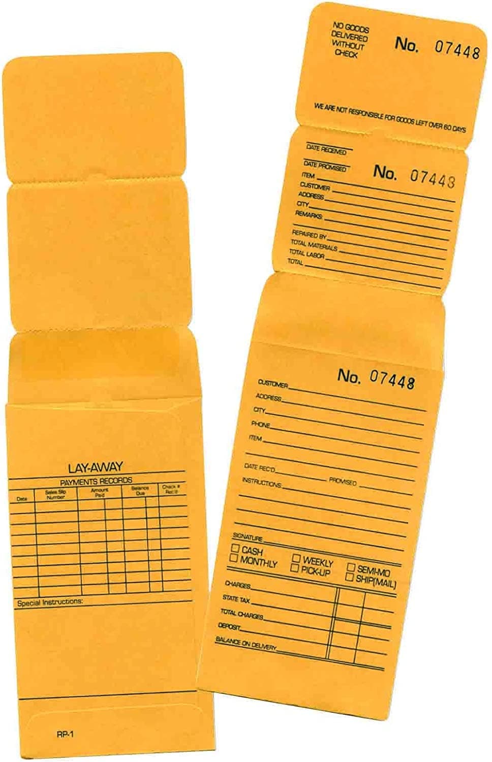 100 Jewelry Repair Envelopes Numbered in Consecutive Order in Yellow Color