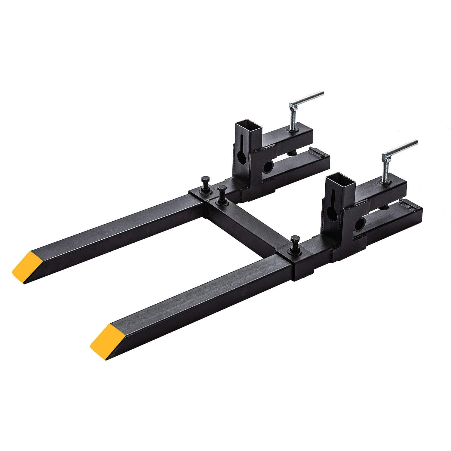 Light Duty 60" Clamp on Pallet Forks w/Adjustable Stabilizer Bar 1500lbs Capacity Max for Loader Bucket Skid Steer Tractor（60inch Total 43inch Fork Length）