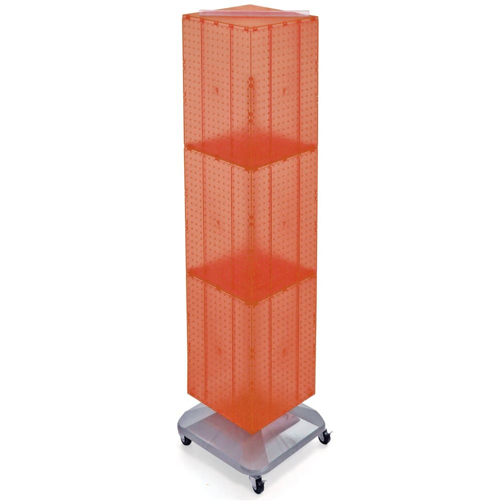 Azar Displays 701465-ORG Standard Four-Sided Interlocking Pegboard Floor Display, orange Translucent