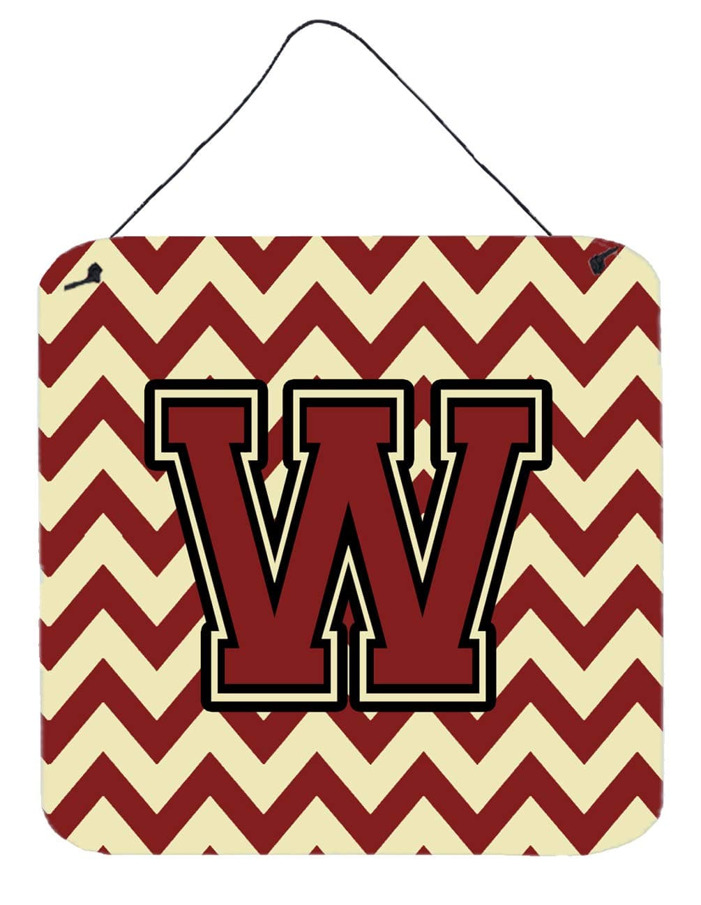 Caroline's Treasures CJ1061-WDS66 Letter W Chevron Maroon and Gold Wall or Door Hanging Prints, Multicolor, 6" H x 6" W