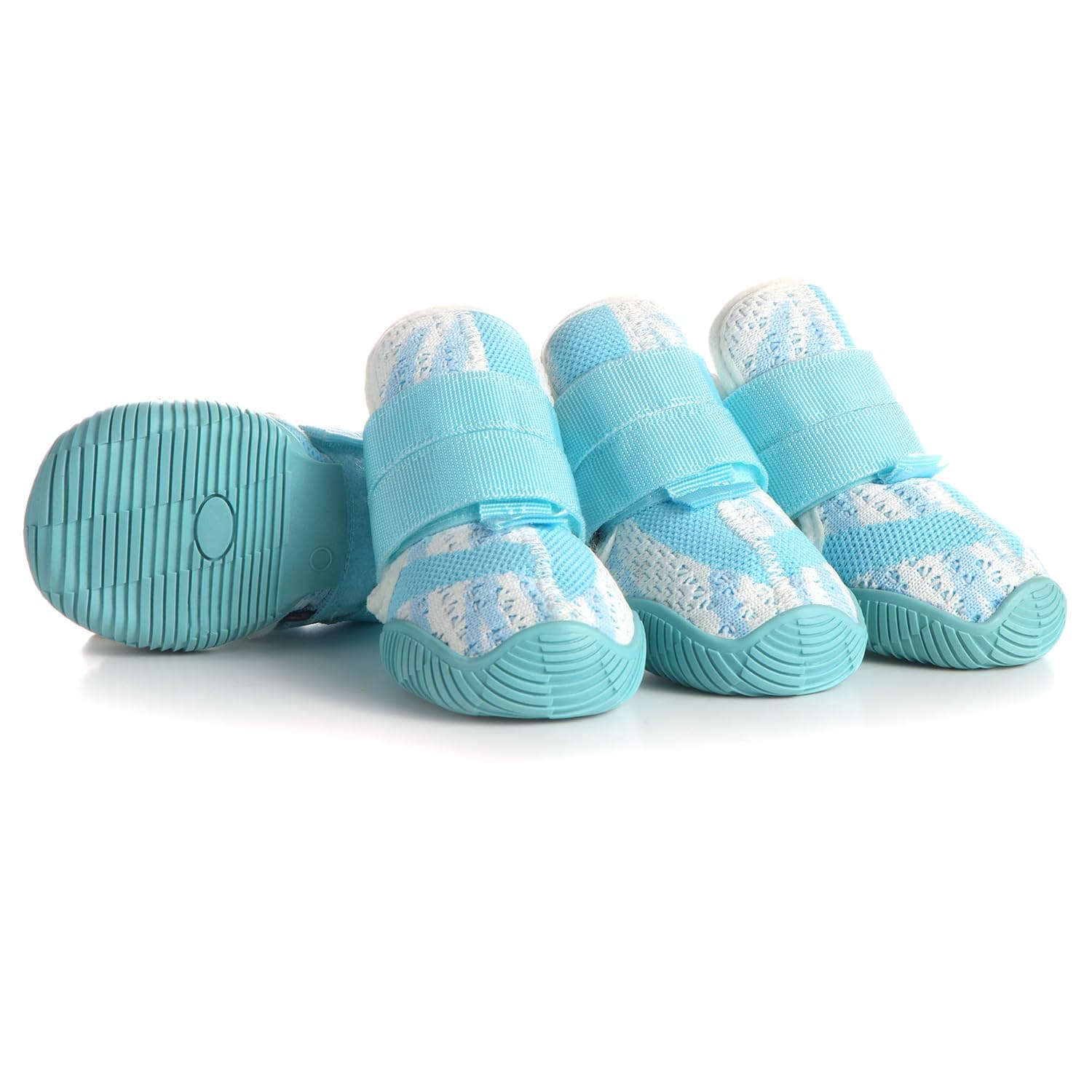 AOKOWN Dog Shoes for Small Dogs, Anti Slip Senior Dog Boots for Hardwood Floors, Paw Protectors for Hot Pavement & Snow, Breathable Non Slip Dog Booties with Double Straps, Blue Size 2