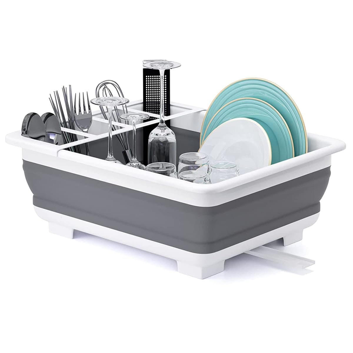 THANSTAR Collapsible Dish Drying Rack Portable Dinnerware Drainer Organizer for Kitchen RV Campers Travel Trailer Space Saving Kitchen Storage Tray