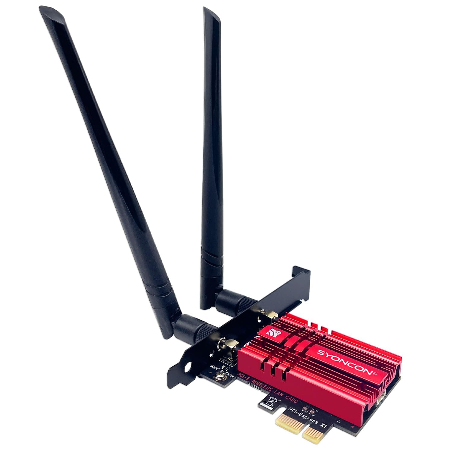 SYONCON WiFi 6E AXE5400 PCIe WiFi Card Intel AX210 Chipset with Bluetooth 5.3 Tri-Band 2.4G/5G/6GHz 5374Mbps PCI Express Wireless Network Card Wi-Fi Adapter for Desktop PC Windows 10/11 (Red)