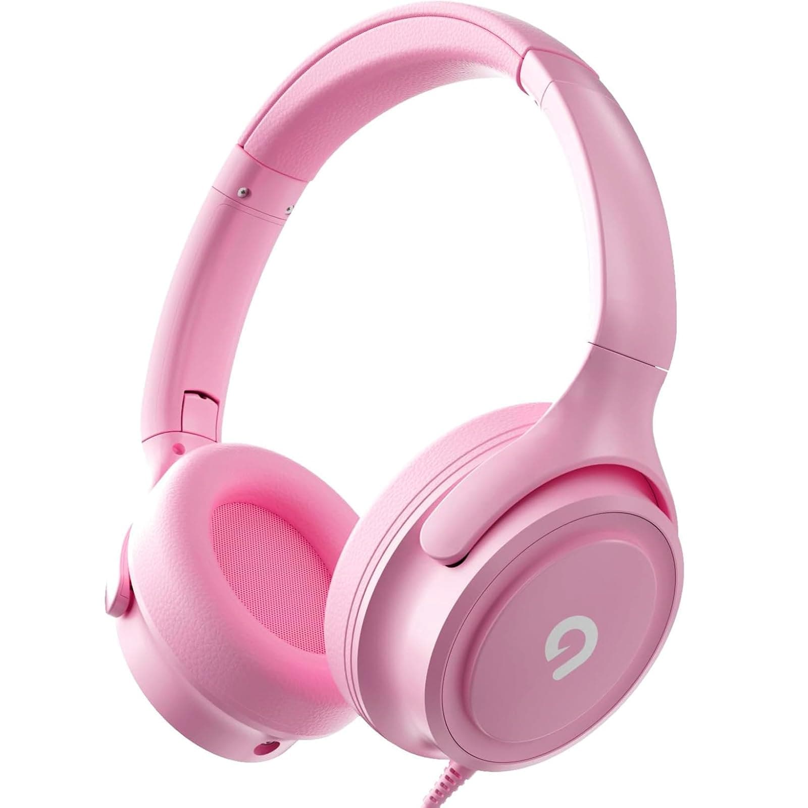 ADOOPE Kids Headphones with Cord-3.5mm Jack 85/94dB Safe Volume Control Built-in Microphone On-Ear Headphones for Kids/Teens/Girls/School/Travel/3.5mm Devices(Pink)