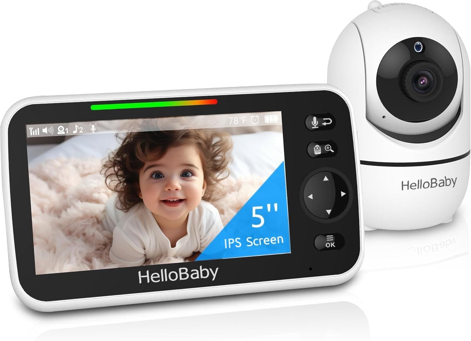 HelloBaby HB6550 Baby Monitor with Camera and Night Vision, 5" Split Screen