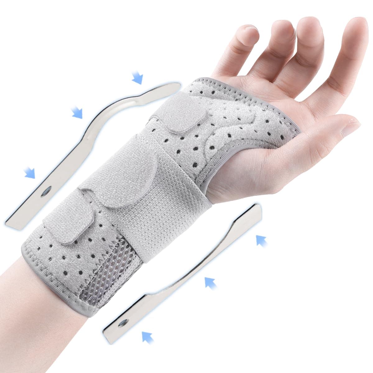 Carpal Tunnel Wrist Brace Night Support with Splints Right Hand, Hand Brace for Arthritis, Tendonitis, Sprain, Injuries, Wrist Pain Relief, Wrist Immobilizer Adjustable Straps and Breathable for Women and Men