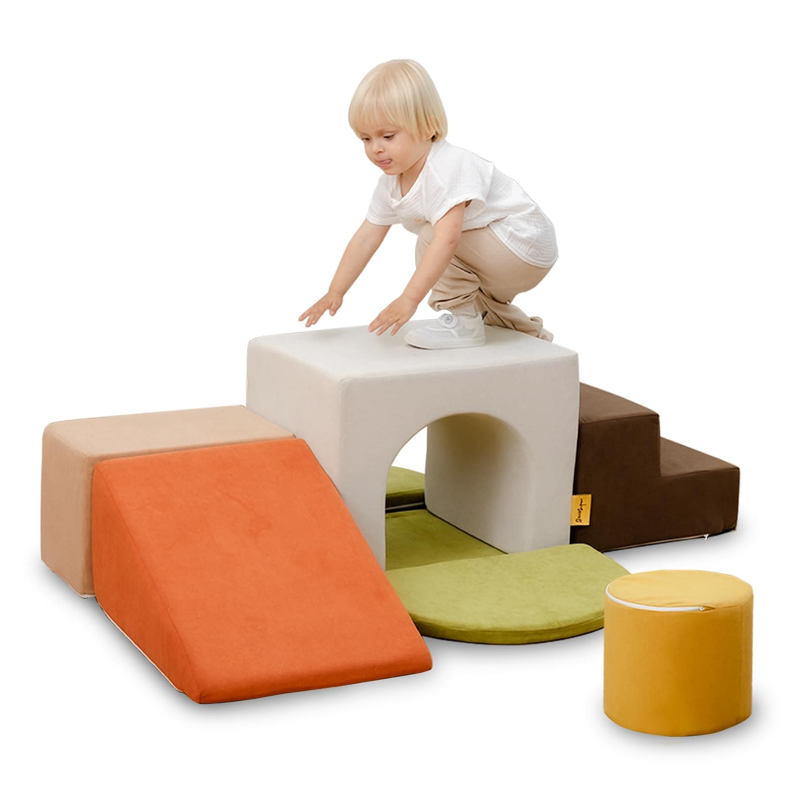 BanaSuper Kids Climbing Foam Blocks Playset - 7 Piece Toddler Climbing Toys, Indoor Gross Motor Development Montessori Gross Motor Toy for Babies & Toddlers (Colorful)