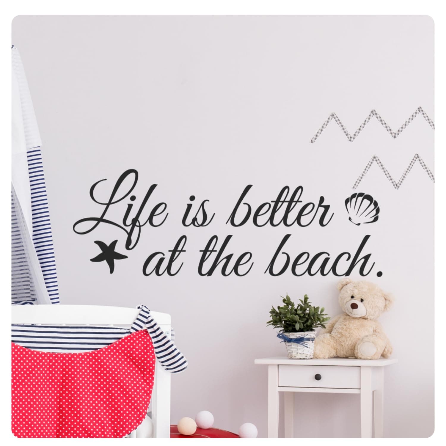 My Vinyl Story - Life is Better at The Beach Wall Decal - Nautical Sticker Quote Vinyl Art Decor, Beach House Decoration Words and Saying Ocean Starfish - Removable