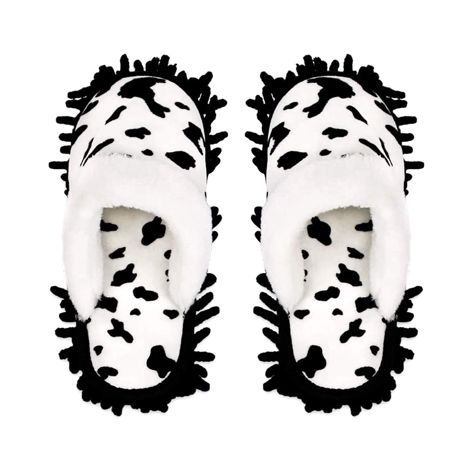 Frjjthchy Microfiber Floor Mop Slippers House Dust Cleaning Tool Detachable Washable Shoes for Kitchen House Cleaning (Women 8.5-9/Men 11-11.5, Cow Pattern)
