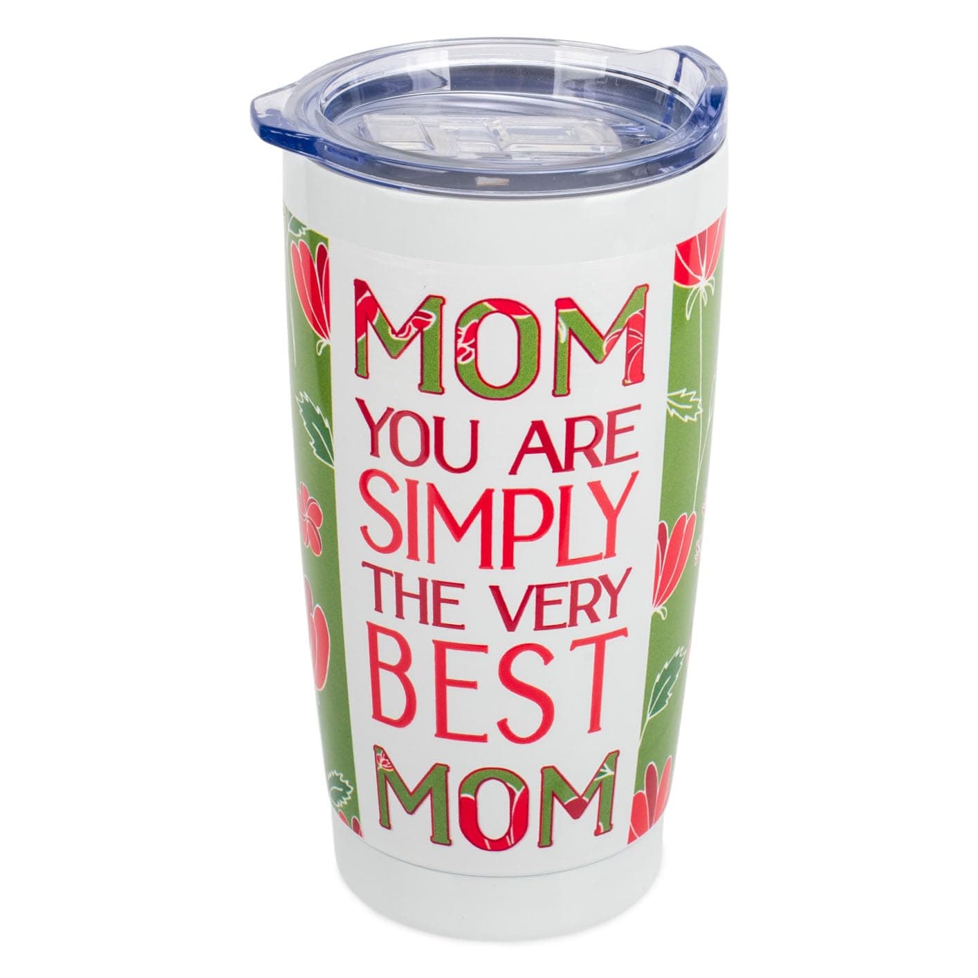Elanze Designs Mom You Are Simply The Very Best 20 Ounce Green and Pink Stainless Steel Thermal Travel Tumbler with Acrylic Lid