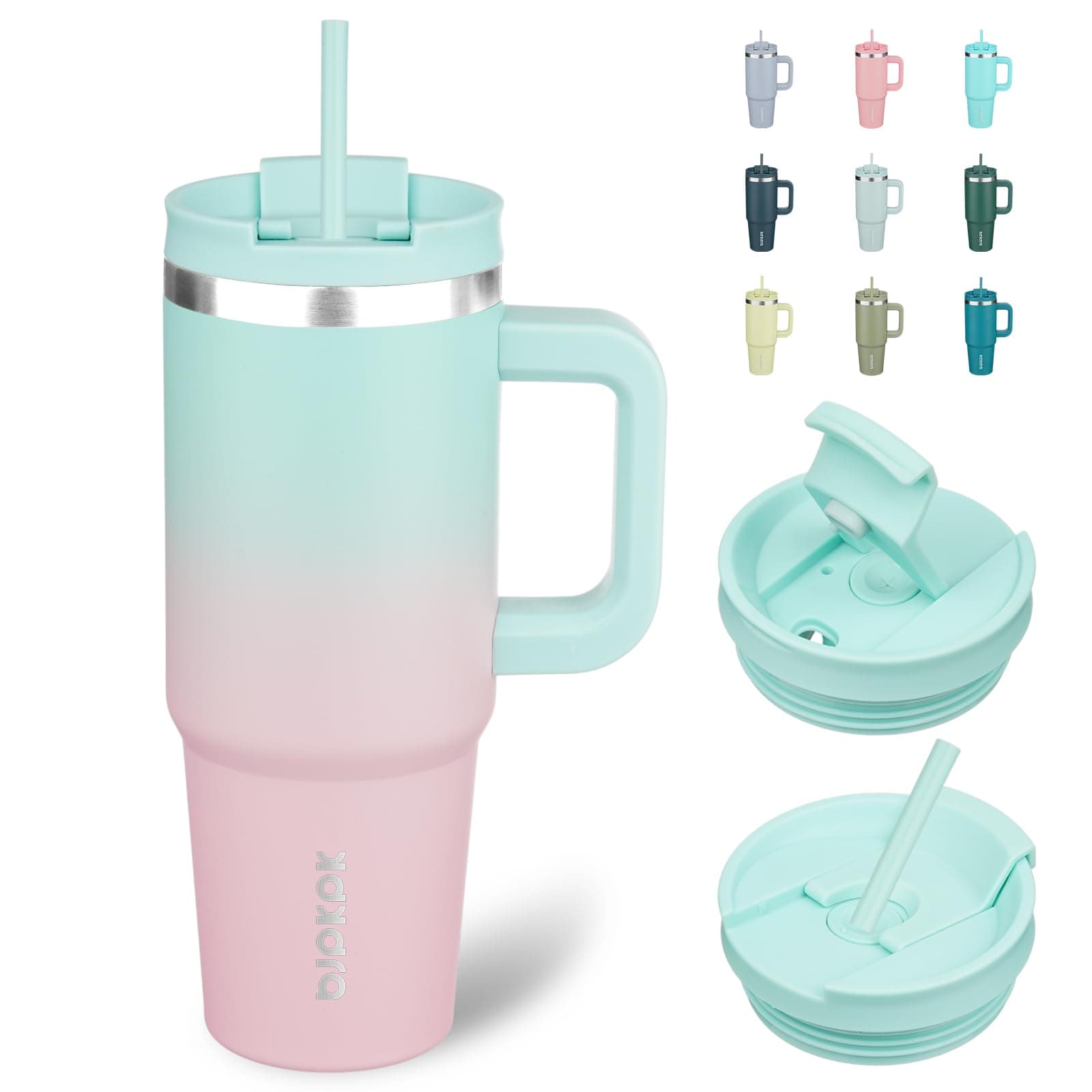 BJPKPK 30 oz Insulated Tumbler with Handle & Straw, Stainless Steel