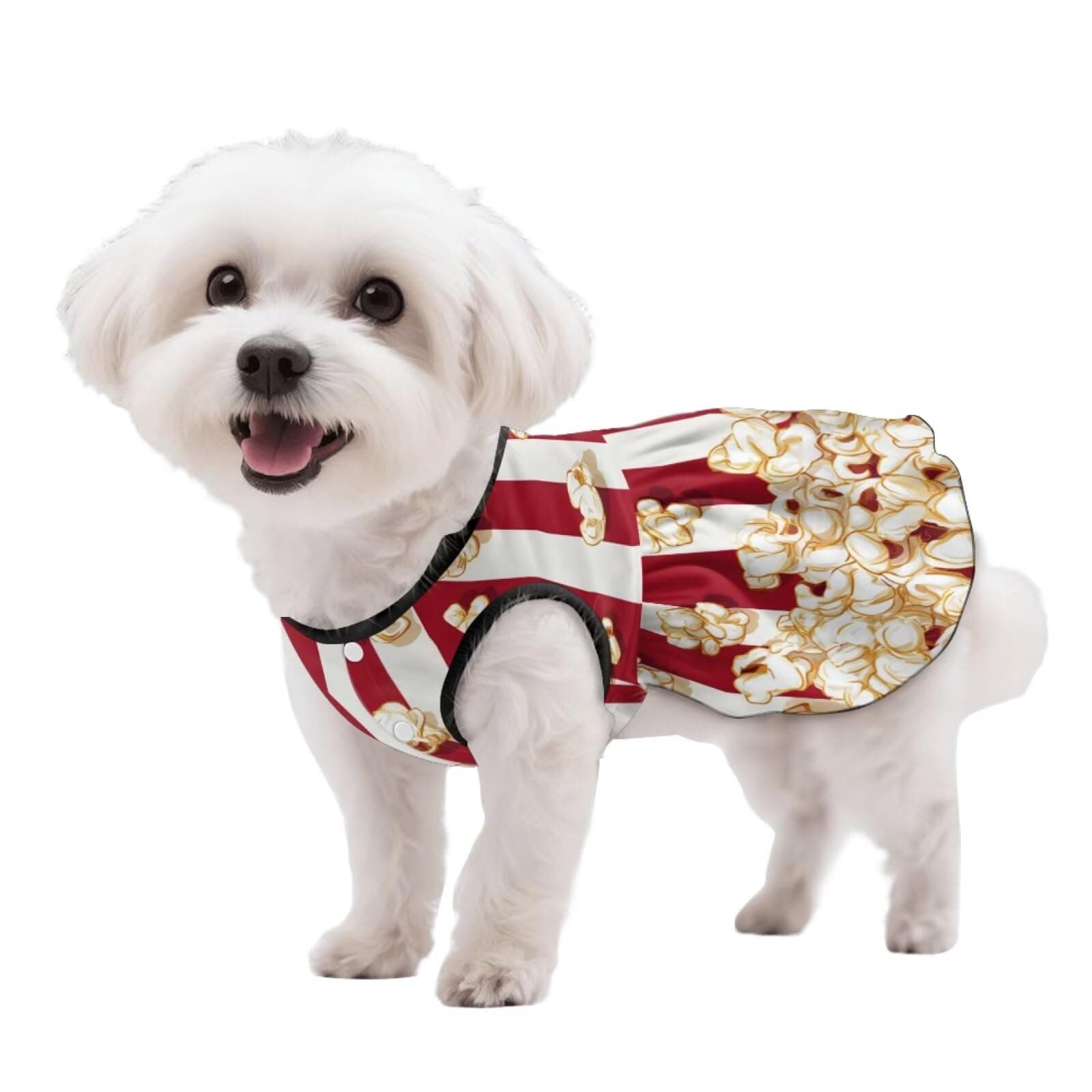 Howanight Popcorn Print Dog Dresses Female Pet Outfit Dog Clothes for Small Pet Dogs Cats Cute Sleeveless Puppy Skirt