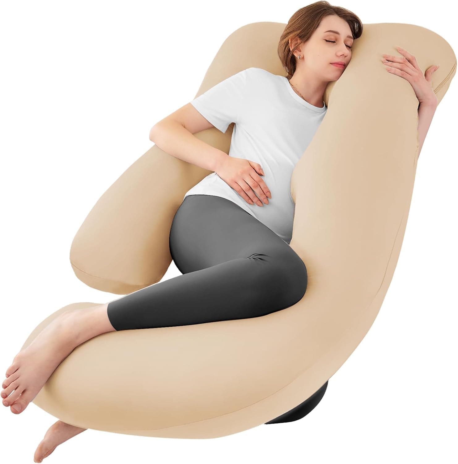 Sasttie Cooling Pregnancy Pillows for Sleeping, 65'' Full Body Pillow, Red