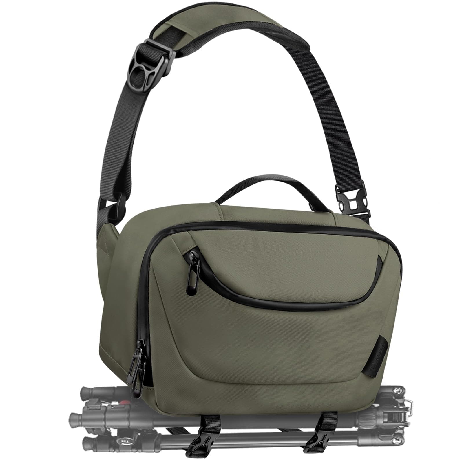TAAOKA Camera Sling Bag,Travel Waterproof Camera Case with Tripod Holder,Lightweight DSLR/SLR/Mirrorless Small Camera Bags Crossbody for photographers (Dark Green)