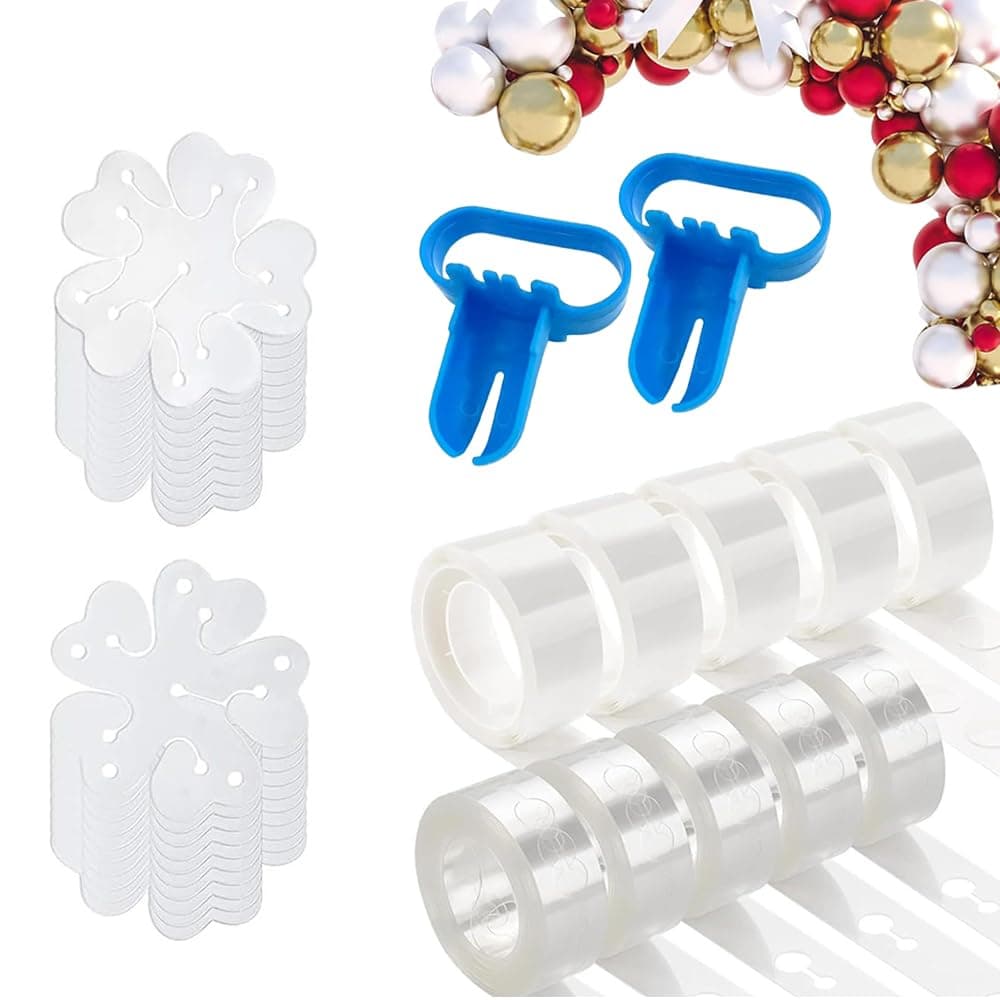 Balloon Arch Garland Kit,20 Balloon Flower Clips and 2 Tie Tools,500Pcs Glue Point Dots Tape& 82ft Balloon Garland Strips for Birthday, Wedding, Party Decorations
