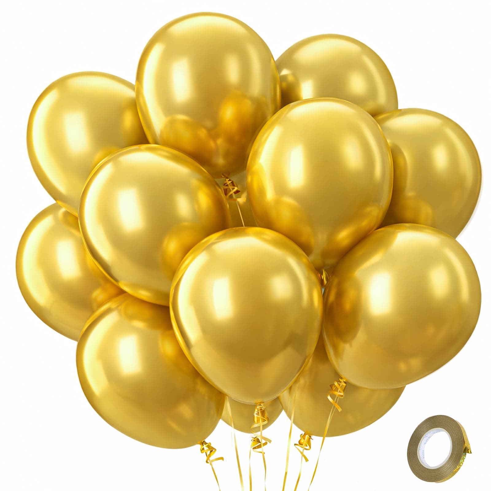 Patimate Gold Metallic Chrome Latex Balloons 100 Pack 12 Inch Gold Balloons for Baby Shower Wedding Valentines Day Anniversary Graduation Birthday Bridal Shower Retirement Casino Party Decorations