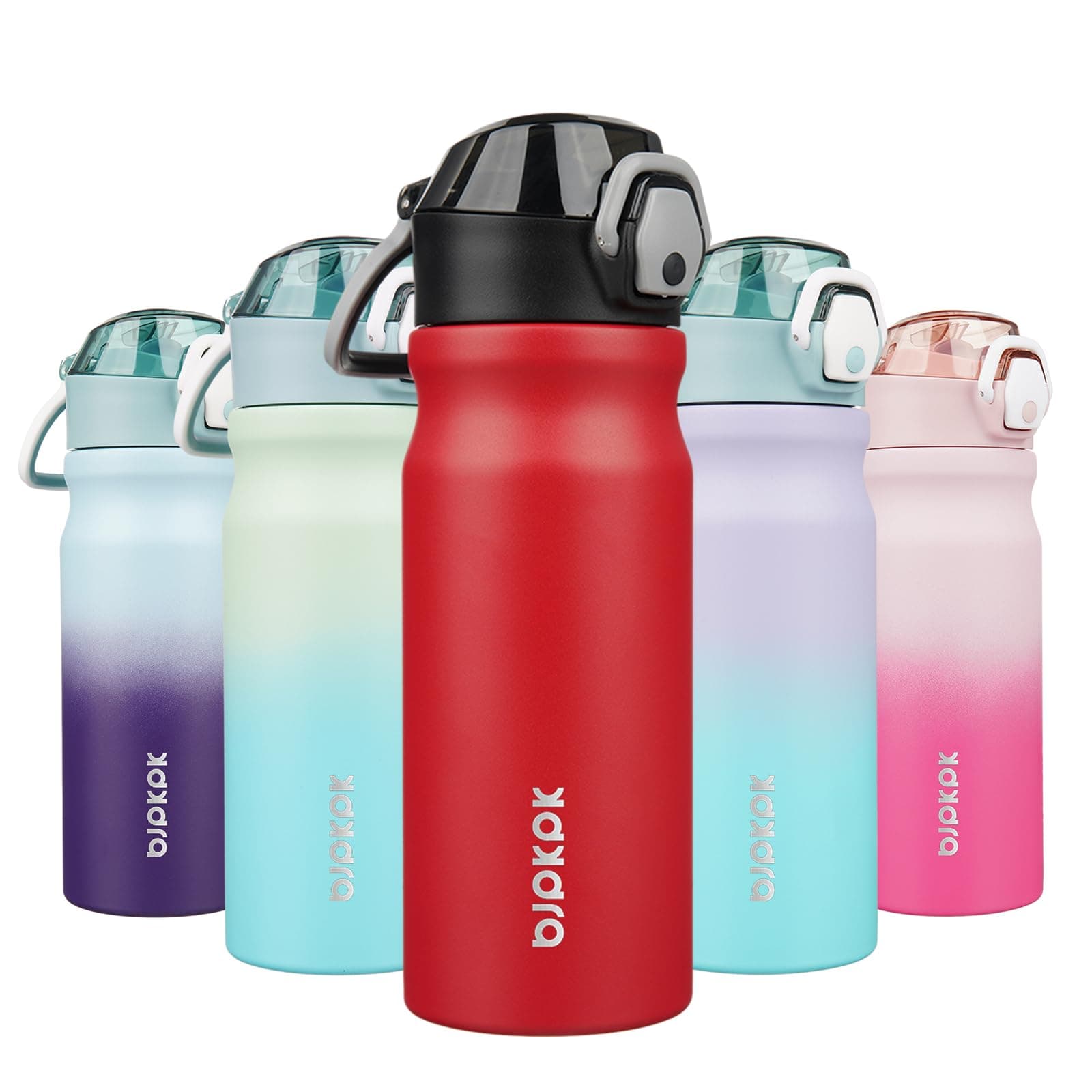 BJPKPK 18 oz Water Bottle with Straw & Handle, Insulated Stainless Flask