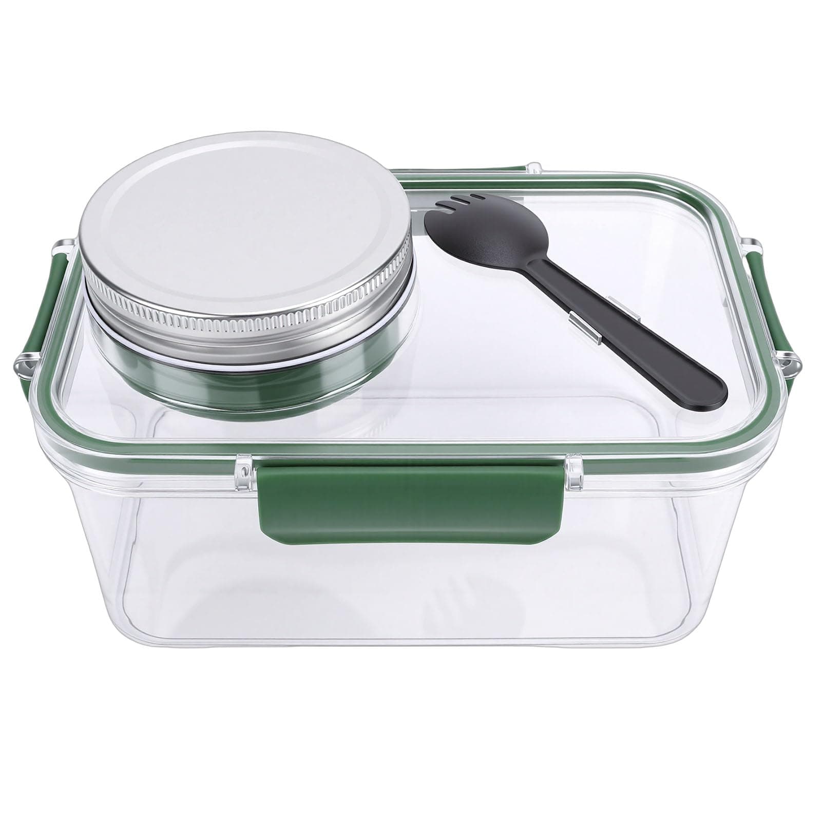 Xiuganpo Salad Container, Reusable Leakproof Portable Salad Bowl Kit Lunch Box with Dressing Compartment, Wide Opening, for Home School Office, Daily Use, 8.7x5.7x4.5in