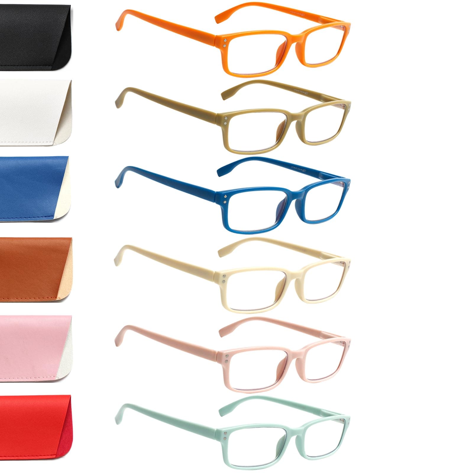 Kerecsen 6 Pack Reading Glasses Blue Light Blocking,Spring Hinge Readers for Men Women,Prescription glasses (6 Mix Color-4, 1.50, x)