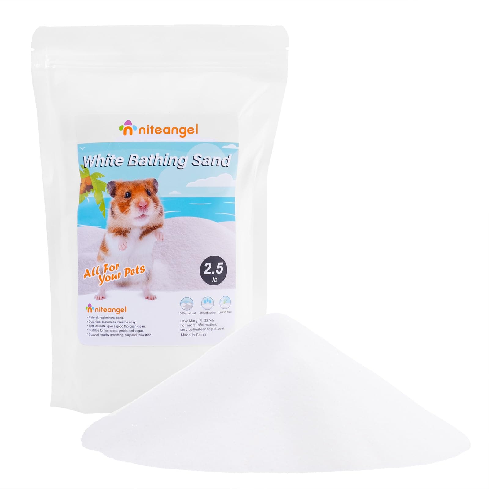 Niteangel Hamster Desert Bath Sand | No-Dust Bath or Potty Litter Sand for Hamster Chinchillas Gerbil Mice Degu or Other Small Pets