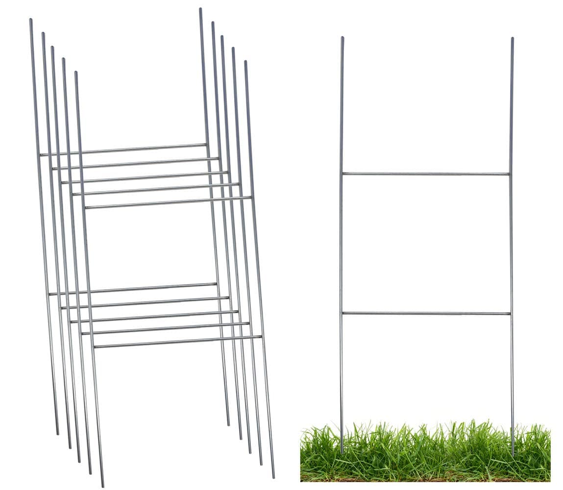 Sturdy Metal Wire Step Stake for Yard Signs - 10 x 24 inch H Frame Wire Sign Spikes - Same Day Shipping(5 Pack)
