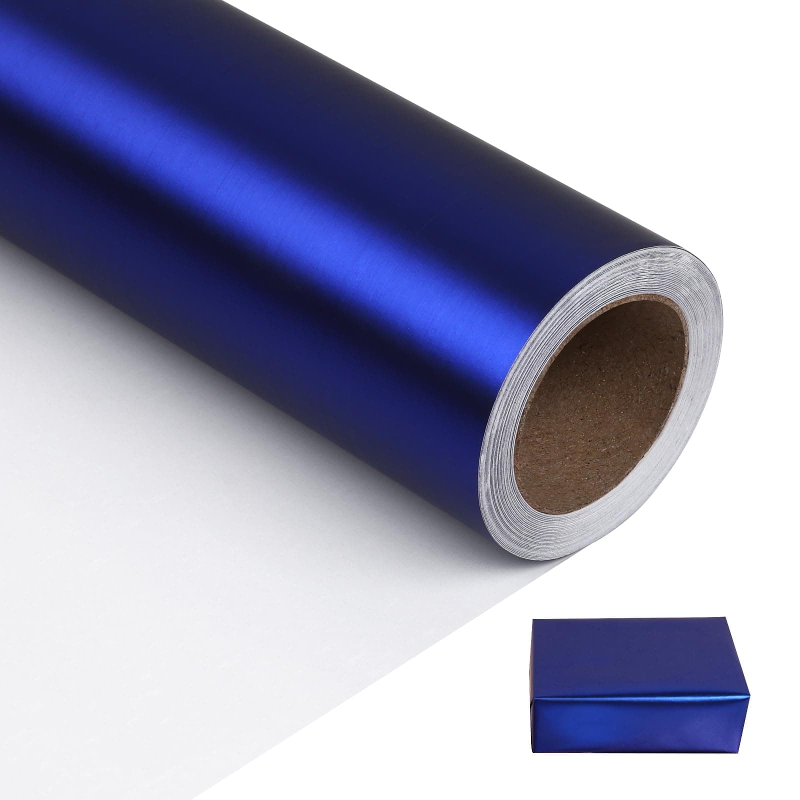 NESCCI Matte Metal Blue Wrapping Paper, Solid Color Paper,Gift Wrapping Paper,Perfect for Wedding, Valentine's Day,Birthday, Christmas,Baby Shower,DIY Bouquet (17.5 Inches X 32.8 Feet)