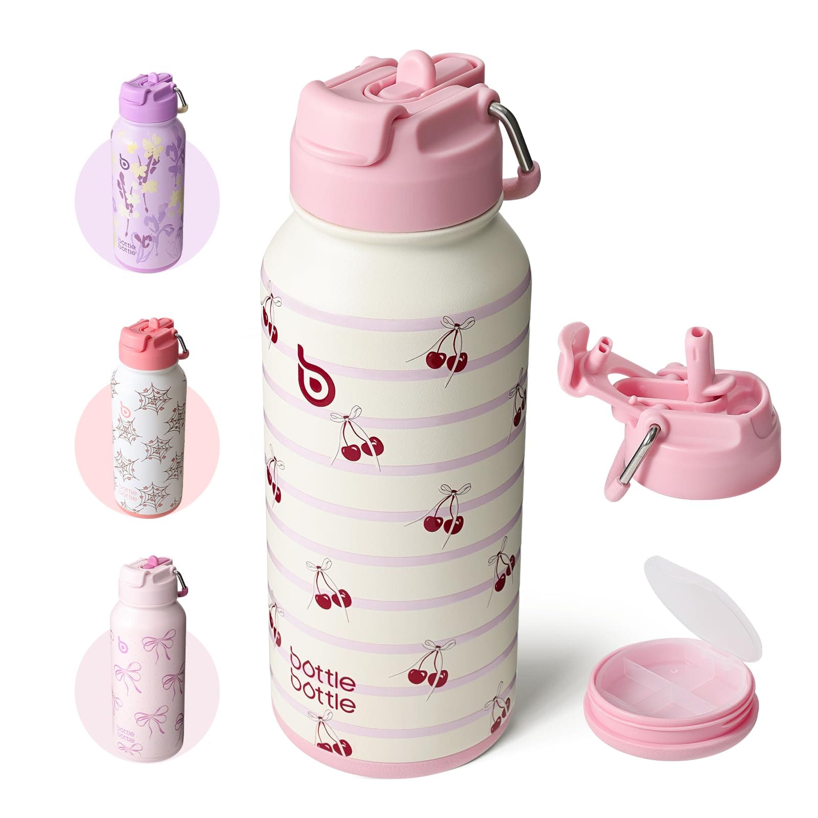 BOTTLE BOTTLE Insulated Water Bottle 950ml Stainless Steel with Straw and Pill Box