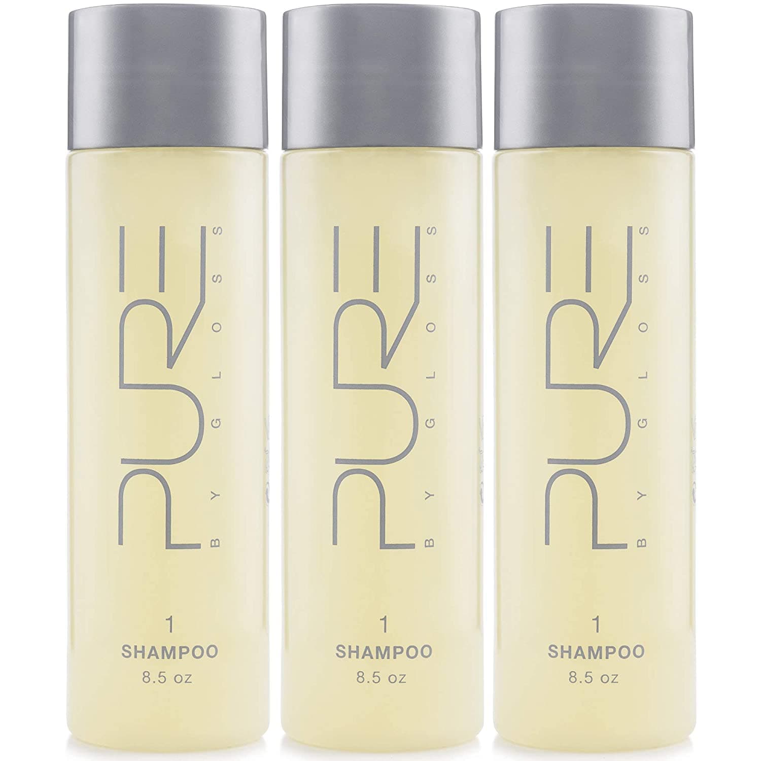 Pure by Gloss Shampoo â€“ Luxurious Clarifying Cleansing & Moisturizing Formula for All Hair Types â€“ Fresh Lemon Scent â€“ 8.7oz 3 Pack