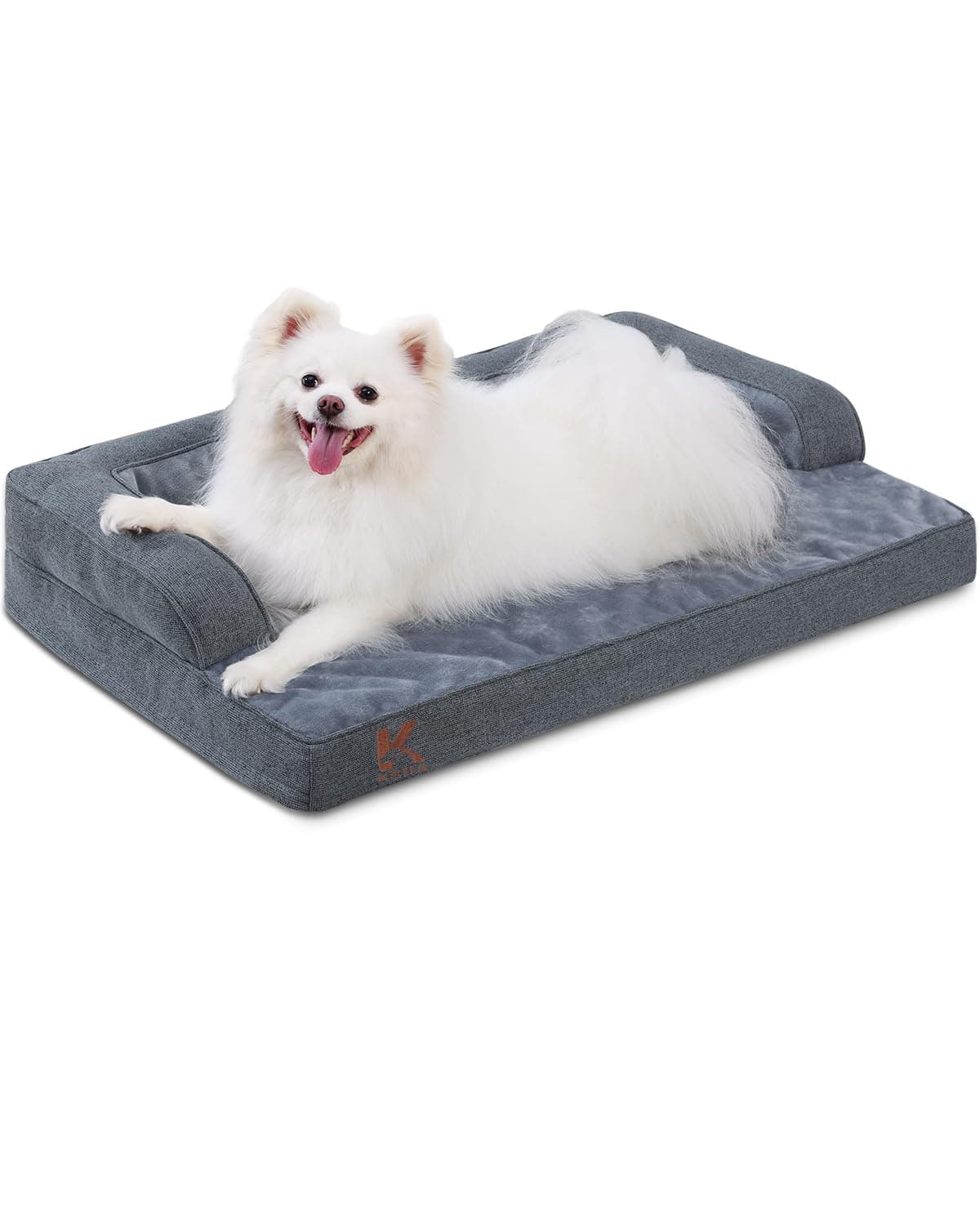 KSIIA Washable Dog Bed Medium Size Senior Dog, Orthopedic Warm Soft Pet Sofa Waterproof Pet Couch with Sides, Non-Slip and Egg-Crate Foam Beds with Removable Cover, 29x18Inch, Dark Grey