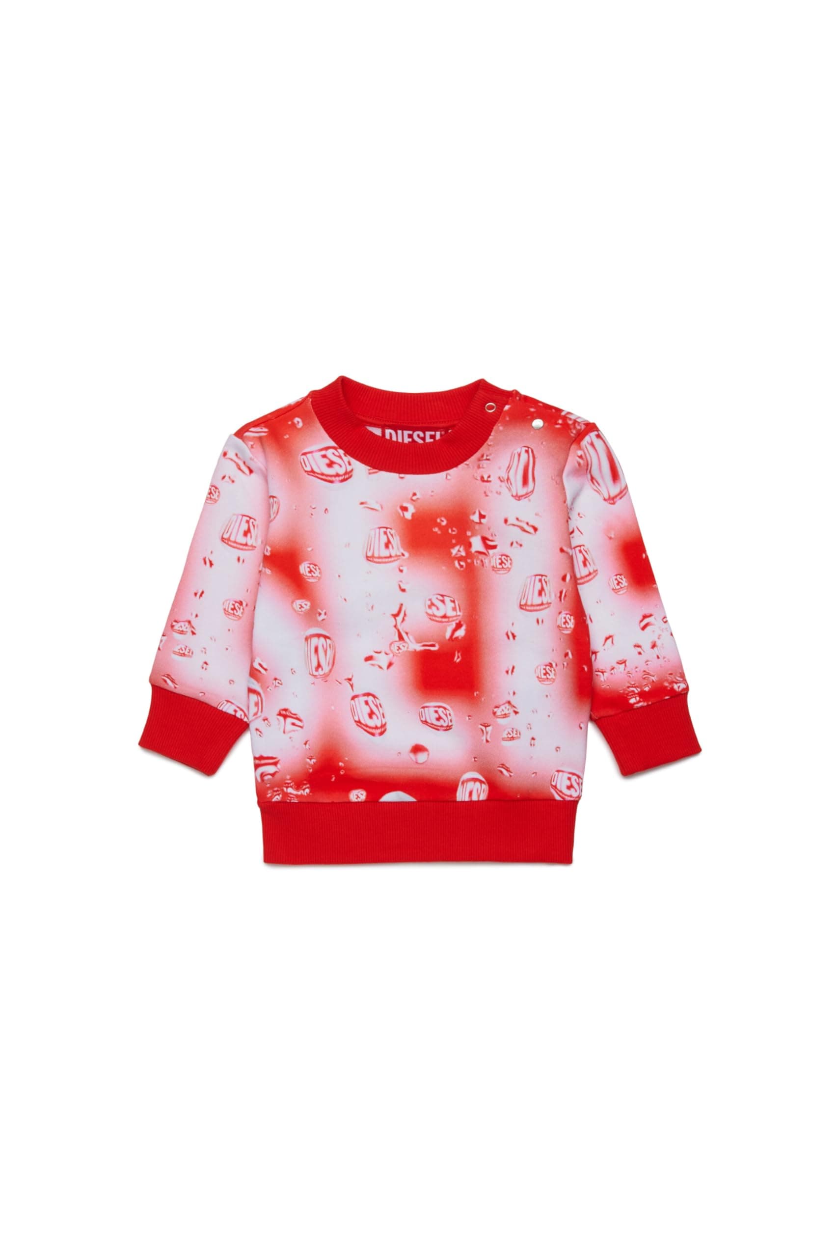 Diesel Baby Waterdrop Allover Crew-Neck Sweatshirt, Red, 12 Months