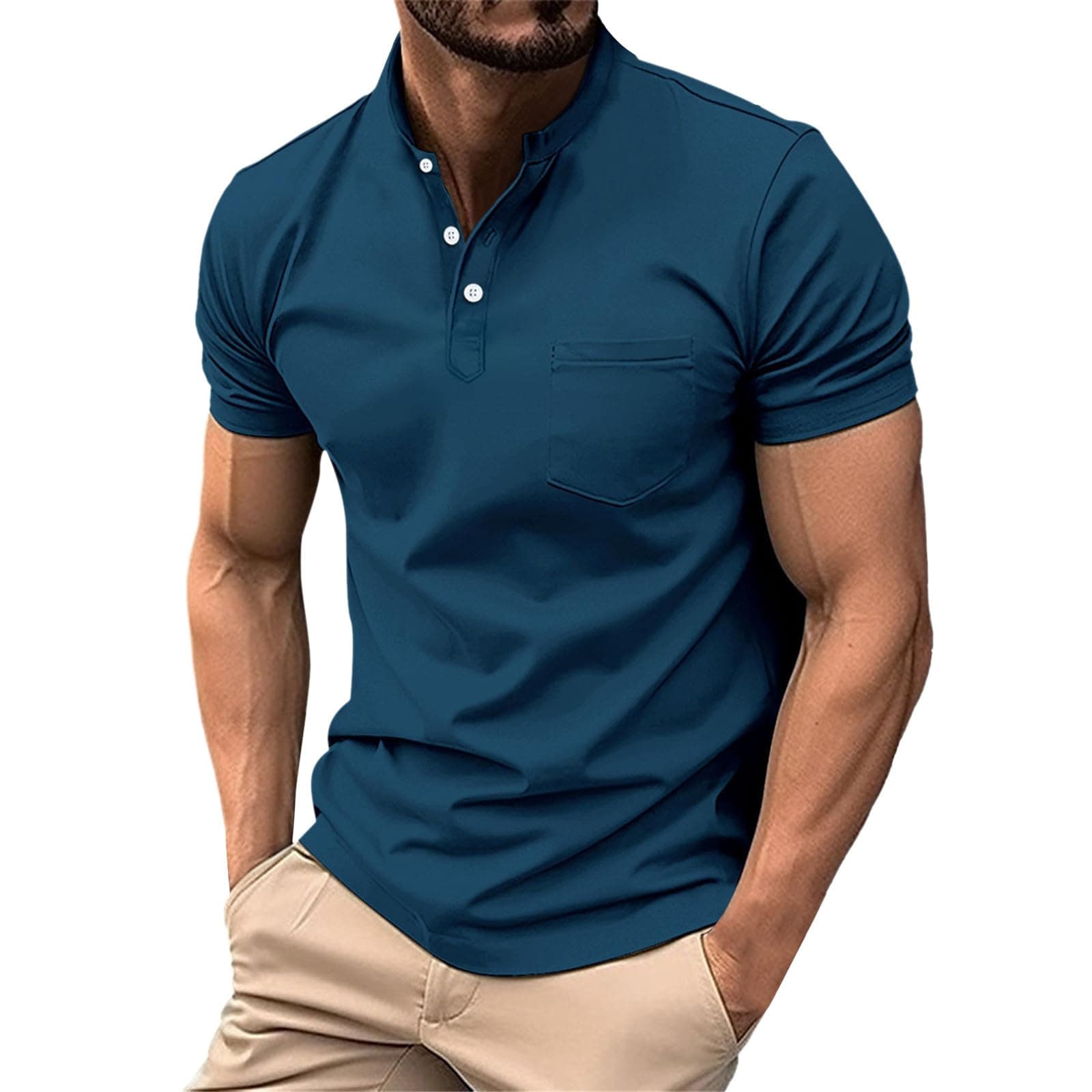 Lightning Deals of The Day Prime Long Sleeve T Shirt XXL Cotton Short Sleeve Shirt Mens Hawaiian Shirts UK 5XL Mens Designer Shirts Long Sleeve Warehouse Clearance Bargains Sale B-Blue