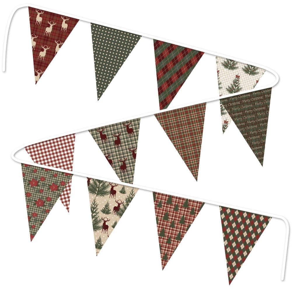 Retro Style Christmas Banner for Christmas Indoor or Outdoor Decorations Xmas Party Yard Sign Fabric Pennant Banner for Christmas Decors Vintage Christmas Reindeer Garland Banner for Fireplace Decors