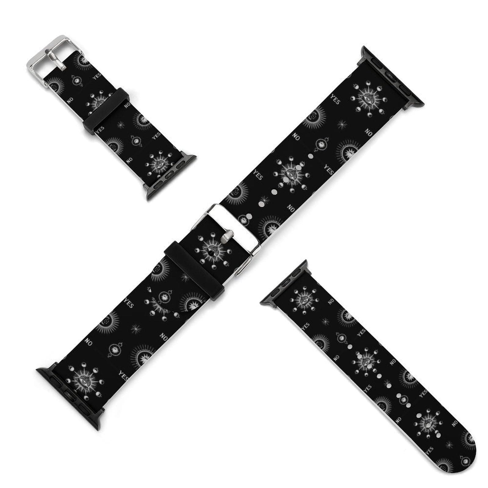VAFZASC Women Men Silicone Replacement Strap Goth Moon Eye Witch Magic Spirit Board, Compatible with Apple Watch Band 11 10 9 8 7, Watch Bands, 42mm 44mm