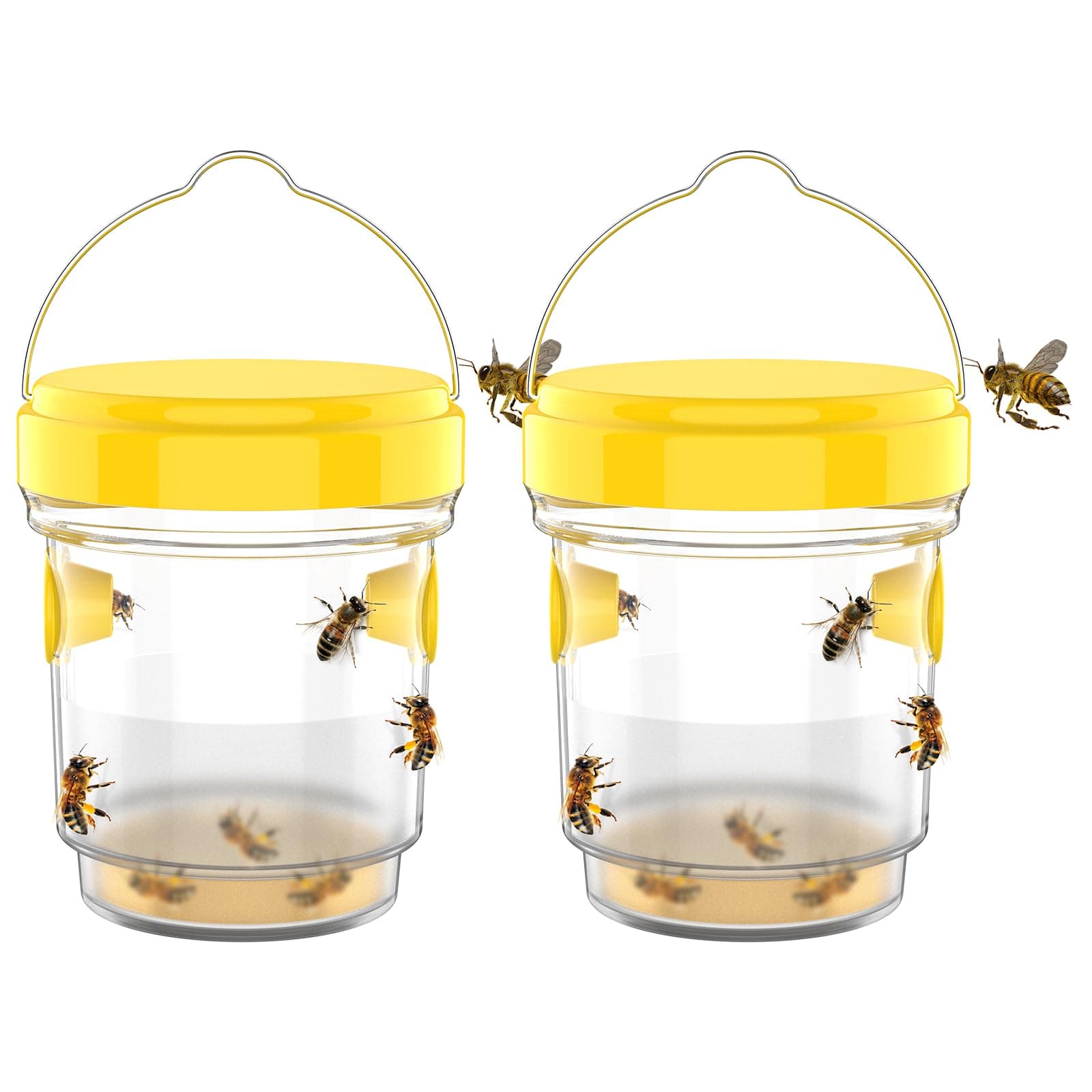 Howboo 2pcs Wasp Trap, Yellow Hornet Bee Traps Catcher with Hanging Non-Toxic PP Plastic Jacket Traps for Outdoors/Garden - Yellow