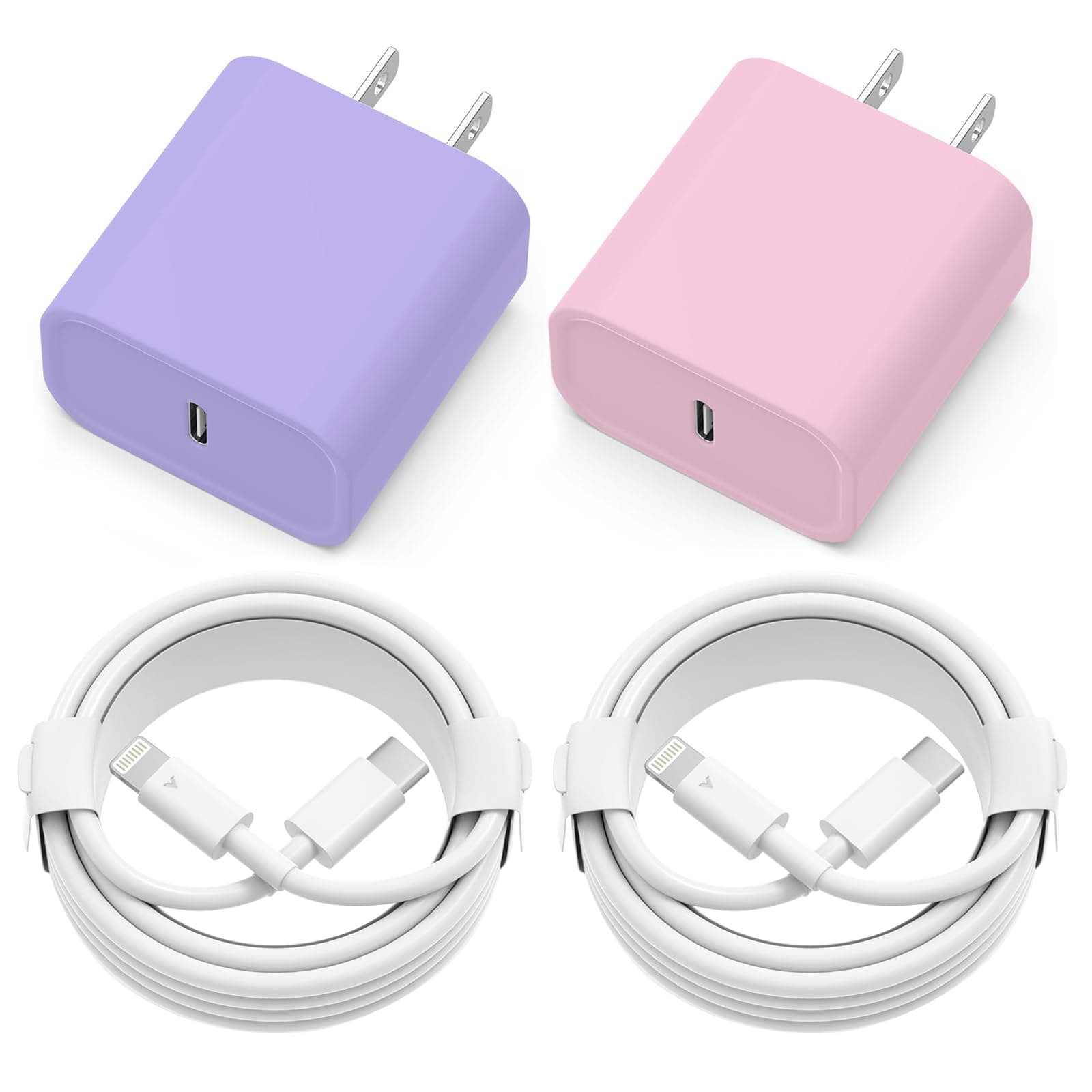 iPhone Charger Fast Charging,2 Pack 20W USB C Wall Charger Block with Cable