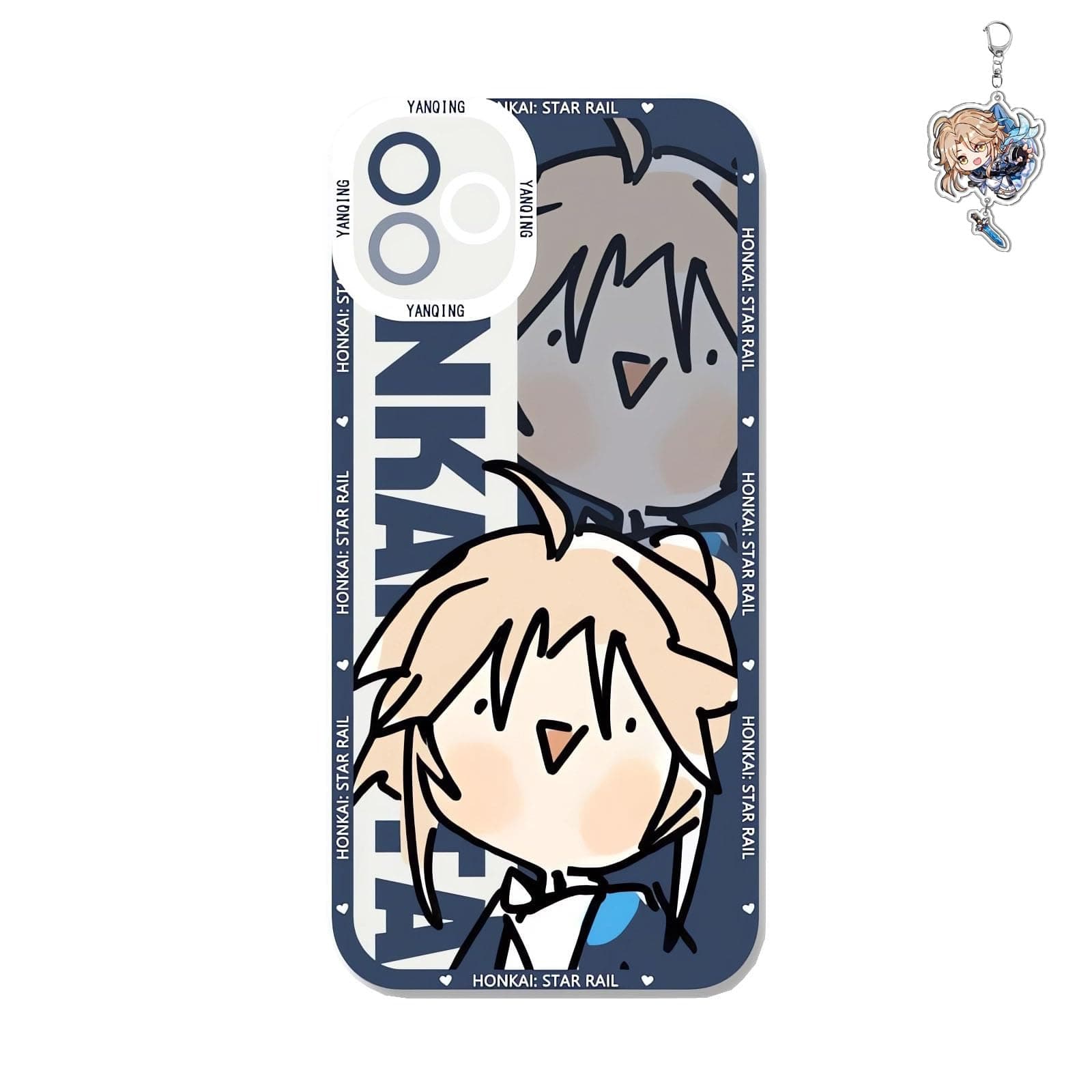 Dalicoter Game Phone Case Anime Yanqing Phone Case Multi-Model Compatible with 17/16/15/14/13/12/11 Funny Phone Cover Protective (iPhone 11 with Free Keychain)