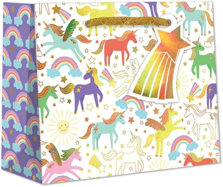 LUXPaper Medium Gift Bags | 4" x 8" x 10" | Unicorn | 1 Qty
