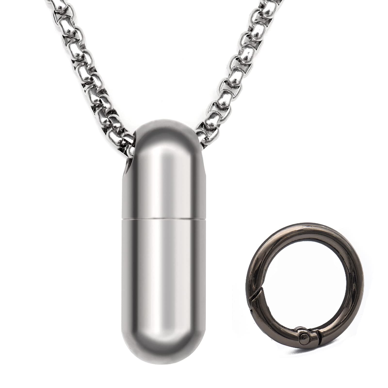 Titanium Pill Holder Necklace Small Pill Fob Organizer Keychain for Nitro