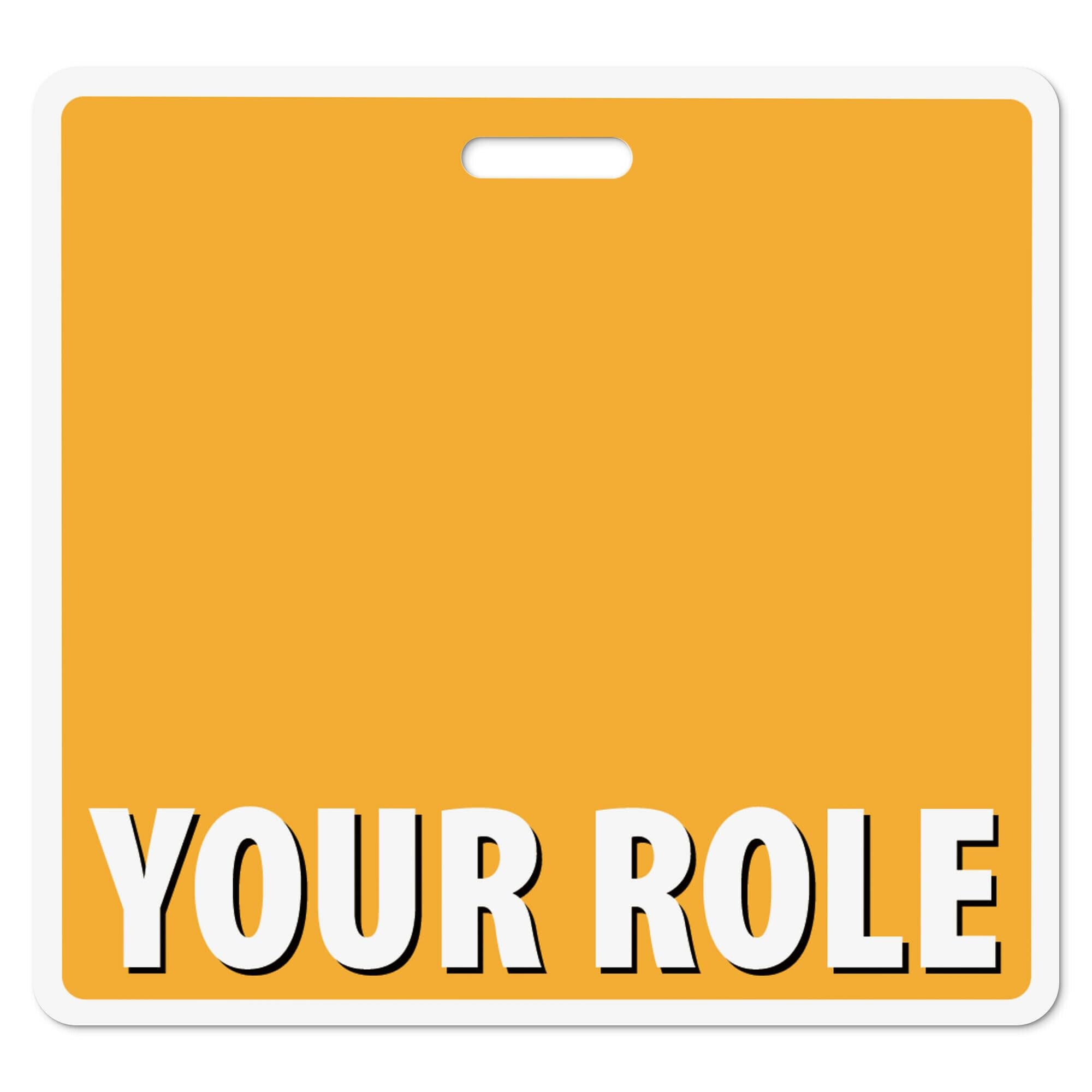 Personalized Print Badge Buddy in Full Orange Color - Horizontal - Print On Both Sides with Border - Durable and Water Resistant with White Border by BadgeZoo