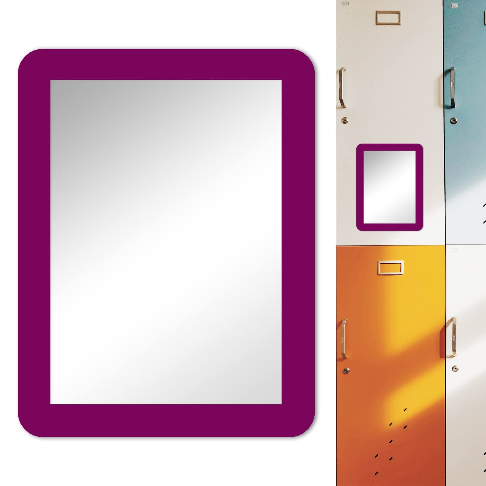 5 x 7 Inch Magnetic Locker Mirror for School Locker, Bathroom, Household Refrigerator or Office Cabinet, Magnetic Back Sticks to Metal Surface