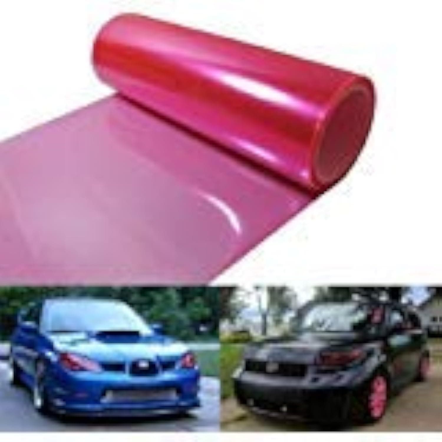 DIYAH 12 X 48 Inches Self Adhesive Headlight, Tail Lights, Fog Lights Tint Vinyl Film (Pink)