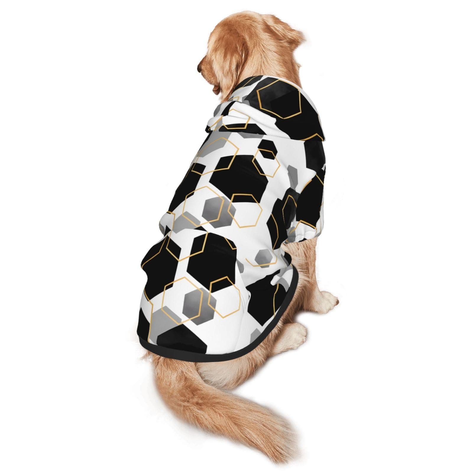 Black Gold Hexagon Geometric Dog Hoodie Sweatshirt Sweater for Medium Large Dogs Pet Clothes X-Large