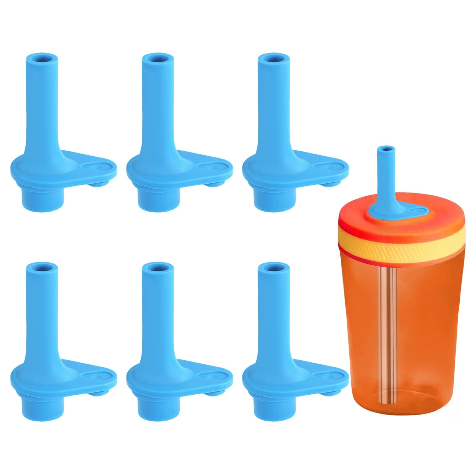 6 Pcs Replacement Bite Valves for Zak Designs Kelso 15oz Cup, Silicone Bite Valve Replacement Mouthpiece, Reusable Straw Cup Lid Accessories Compatible with Zak Designs Kelso 15oz (Blue)