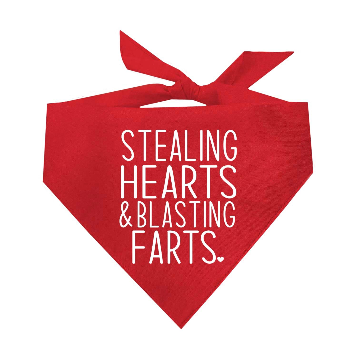 Stealing Hearts Blasting Farts Dog Bandana | 100% Cotton Adjustable Triangle | Made in USA | Valentine's Day | Cute & Funny |Red, One Size (983)
